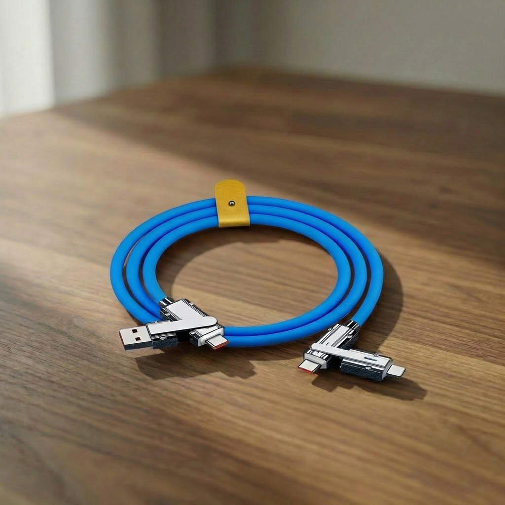 Zinc Alloy 4-in-1 100W Fast Charging Data Cable