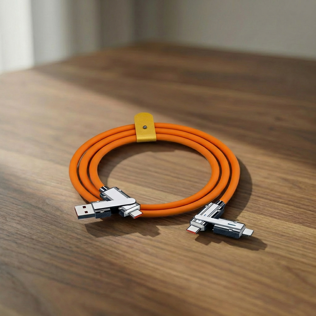 Zinc Alloy 4-in-1 100W Fast Charging Data Cable