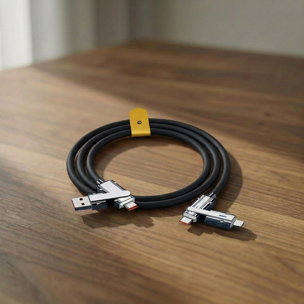Zinc Alloy 4-in-1 100W Fast Charging Data Cable
